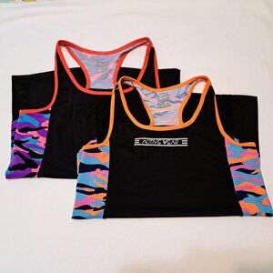 Activewear Women's 2 Bundles Sport Tank Top Size M/L Black/Multicolor